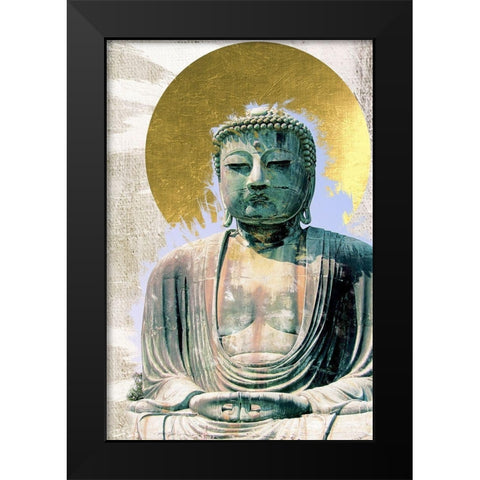Japanese Buddha with Halo Black Modern Wood Framed Art Print by Urban Epiphany