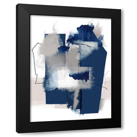 Juxtaposed Blue Black Modern Wood Framed Art Print with Double Matting by Urban Epiphany