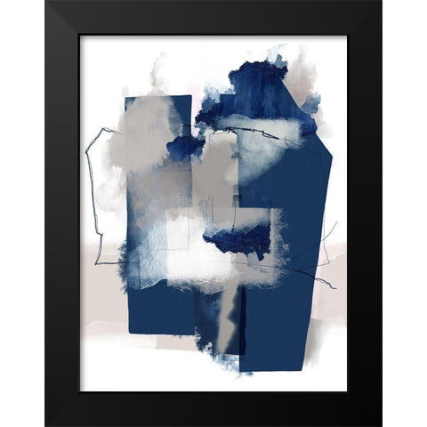 Juxtaposed Blue Black Modern Wood Framed Art Print by Urban Epiphany
