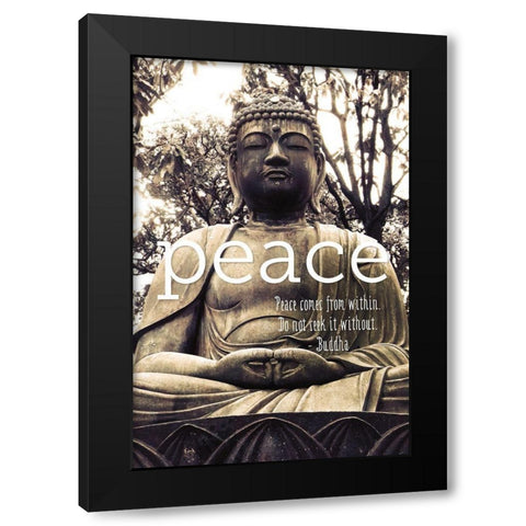 Peace Buddha Black Modern Wood Framed Art Print with Double Matting by Urban Epiphany