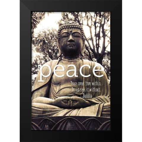 Peace Buddha Black Modern Wood Framed Art Print by Urban Epiphany