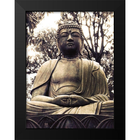 Japanese Buddha Statue Black Modern Wood Framed Art Print by Urban Epiphany