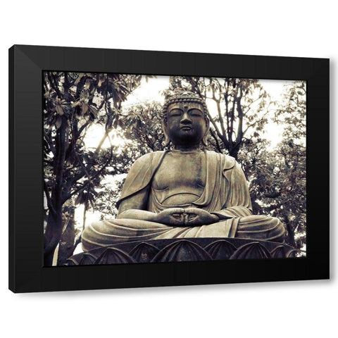 Japanese Buddha Statue 2 Black Modern Wood Framed Art Print by Urban Epiphany