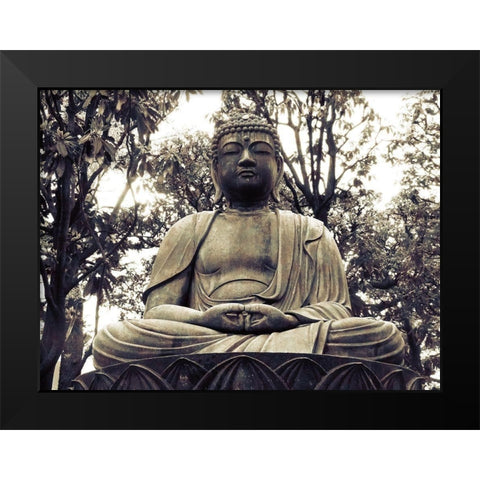 Japanese Buddha Statue 2 Black Modern Wood Framed Art Print by Urban Epiphany