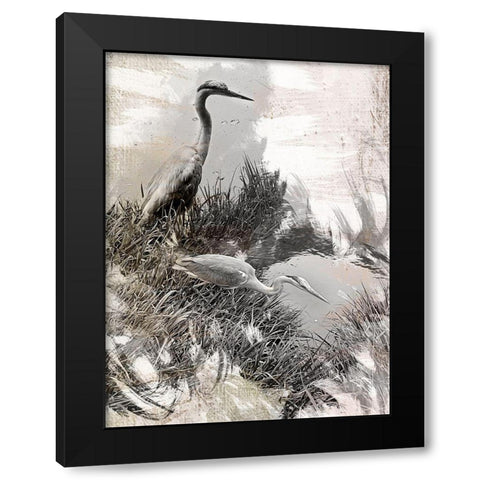 Japanese Herons Black Modern Wood Framed Art Print with Double Matting by Urban Epiphany