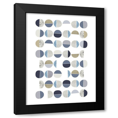 MidCentury Navy Taupe 7 Black Modern Wood Framed Art Print by Urban Epiphany