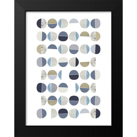 MidCentury Navy Taupe 7 Black Modern Wood Framed Art Print by Urban Epiphany