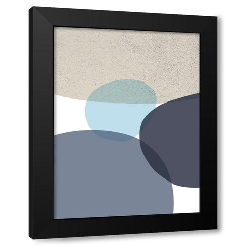 MidCentury Navy Taupe 9 Black Modern Wood Framed Art Print by Urban Epiphany