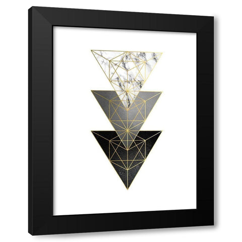 3 Triangles Black Modern Wood Framed Art Print with Double Matting by Urban Epiphany
