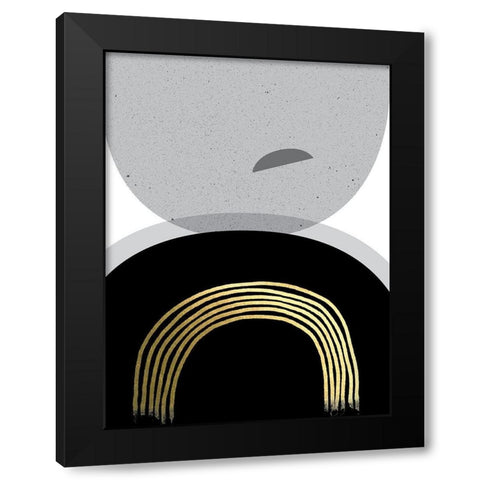 Black Gold Minimalist 2 Black Modern Wood Framed Art Print with Double Matting by Urban Epiphany