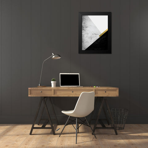 Black Grey Gold Mountains 1 Black Modern Wood Framed Art Print by Urban Epiphany