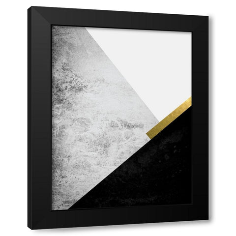 Black Grey Gold Mountains 1 Black Modern Wood Framed Art Print by Urban Epiphany