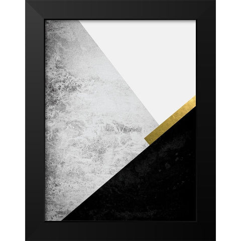 Black Grey Gold Mountains 1 Black Modern Wood Framed Art Print by Urban Epiphany