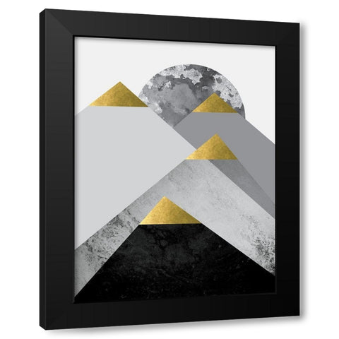 Black Grey Gold Mountains 2 Black Modern Wood Framed Art Print by Urban Epiphany