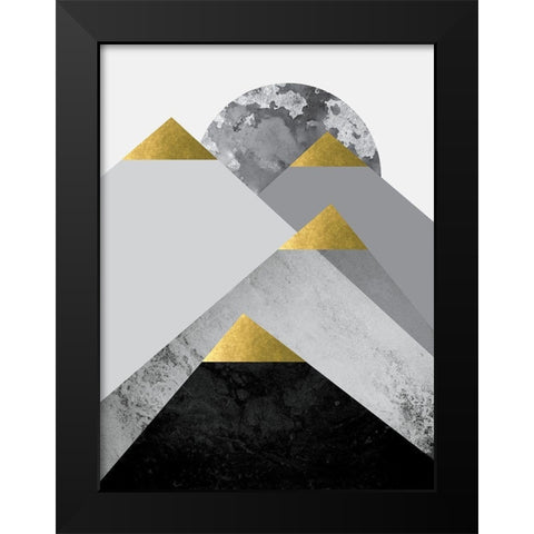Black Grey Gold Mountains 2 Black Modern Wood Framed Art Print by Urban Epiphany