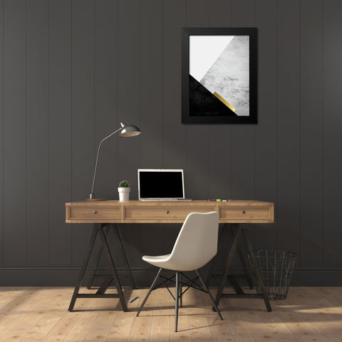 Black Grey Gold Mountains 3 Black Modern Wood Framed Art Print by Urban Epiphany