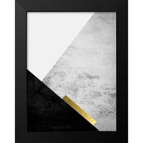 Black Grey Gold Mountains 3 Black Modern Wood Framed Art Print by Urban Epiphany