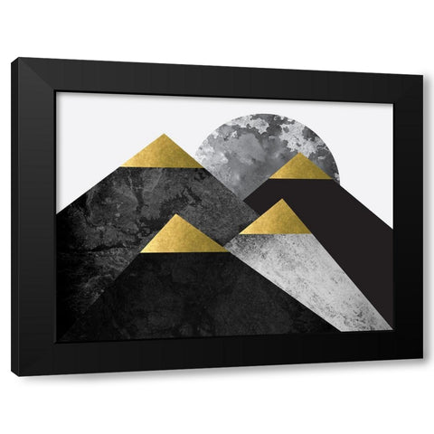 Black and Gold Mountains 2 Black Modern Wood Framed Art Print with Double Matting by Urban Epiphany
