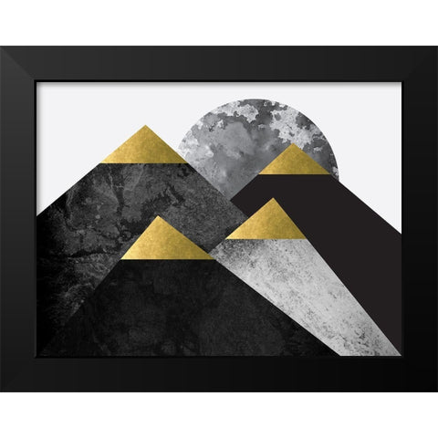 Black and Gold Mountains 2 Black Modern Wood Framed Art Print by Urban Epiphany