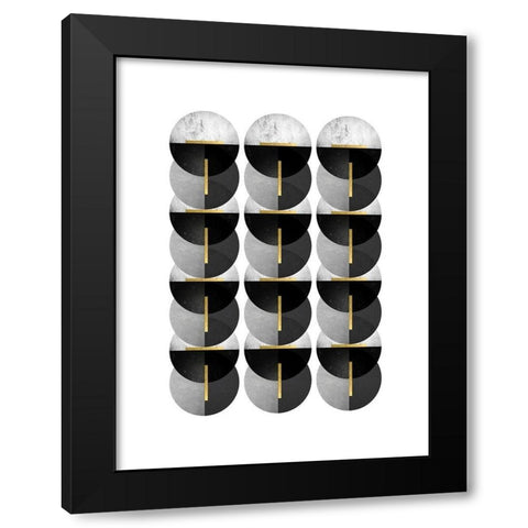 Black Grey Gold Circles Black Modern Wood Framed Art Print by Urban Epiphany