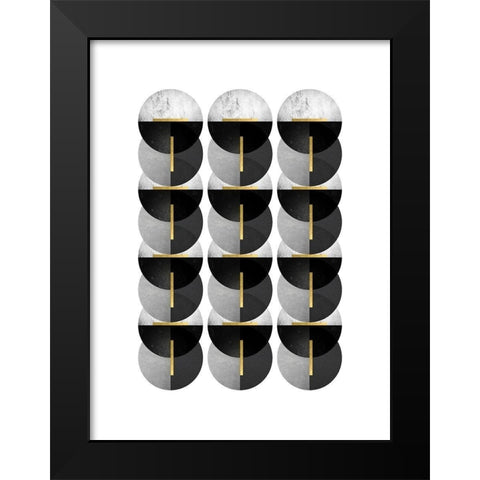 Black Grey Gold Circles Black Modern Wood Framed Art Print by Urban Epiphany