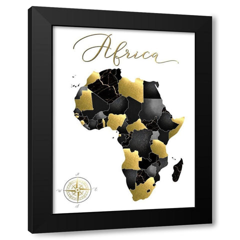 Black Grey Gold Geo Black Modern Wood Framed Art Print with Double Matting by Urban Epiphany