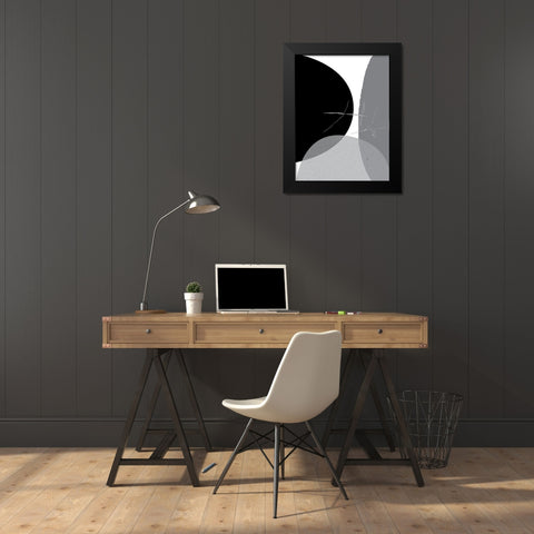 Black Grey Minimalist 1 Black Modern Wood Framed Art Print by Urban Epiphany