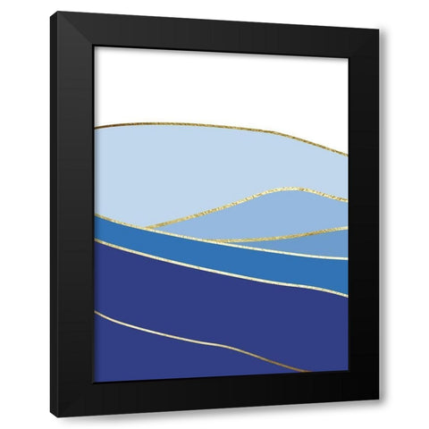 Blue Landscape 1 Black Modern Wood Framed Art Print by Lula Bijoux and Company