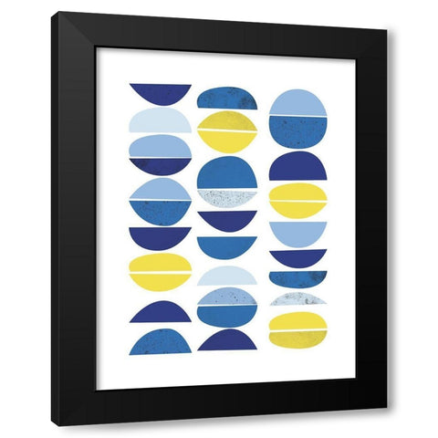 Blue Yellow Modern 5 Black Modern Wood Framed Art Print with Double Matting by Lula Bijoux and Company