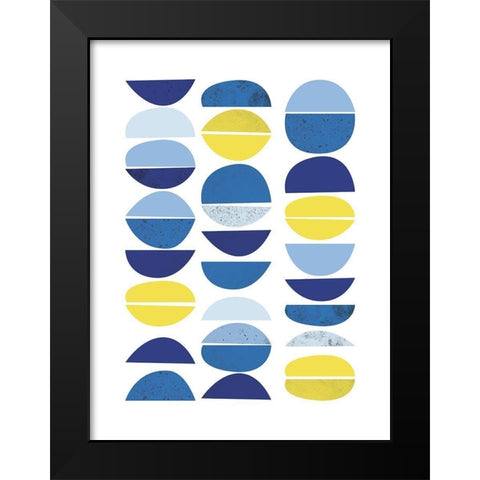 Blue Yellow Modern 5 Black Modern Wood Framed Art Print by Lula Bijoux and Company