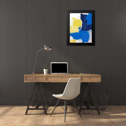 Modern Abstract Yellow Blue 1 Black Modern Wood Framed Art Print by Lula Bijoux and Company