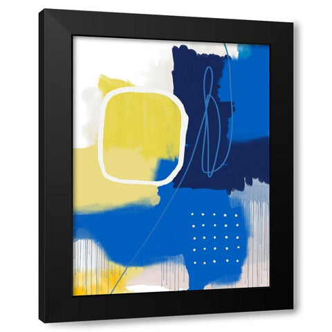 Modern Abstract Yellow Blue 1 Black Modern Wood Framed Art Print by Lula Bijoux and Company
