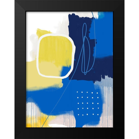 Modern Abstract Yellow Blue 1 Black Modern Wood Framed Art Print by Lula Bijoux and Company