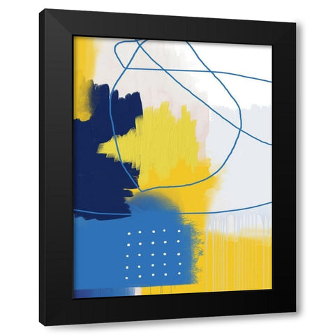 Modern Abstract Yellow Blue 2 Black Modern Wood Framed Art Print by Lula Bijoux and Company
