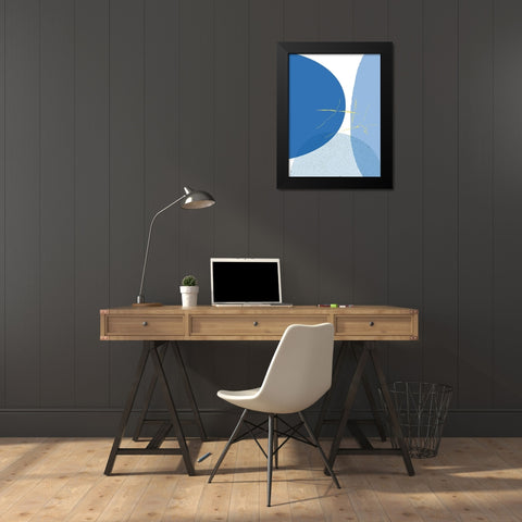 Blue Yellow Minimalist 1 Black Modern Wood Framed Art Print by Lula Bijoux and Company