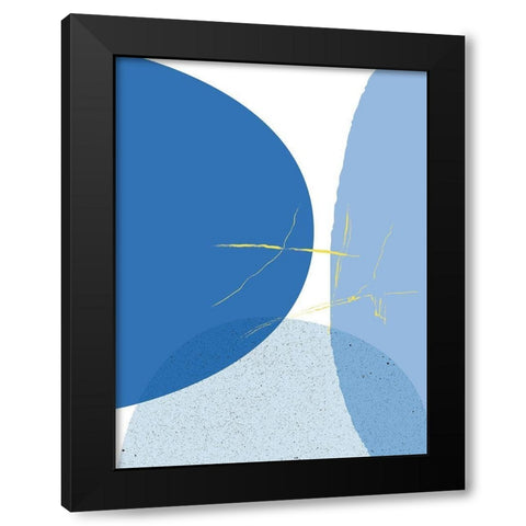 Blue Yellow Minimalist 1 Black Modern Wood Framed Art Print by Lula Bijoux and Company