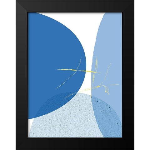 Blue Yellow Minimalist 1 Black Modern Wood Framed Art Print by Lula Bijoux and Company