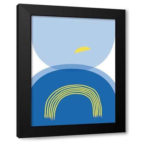 Blue Yellow Minimalist 2 Black Modern Wood Framed Art Print by Lula Bijoux and Company