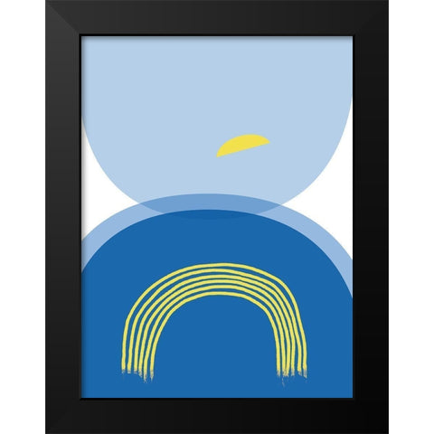Blue Yellow Minimalist 2 Black Modern Wood Framed Art Print by Lula Bijoux and Company