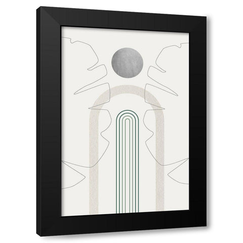 Mid Century Modern Gray Moon 1 Black Modern Wood Framed Art Print with Double Matting by Urban Epiphany