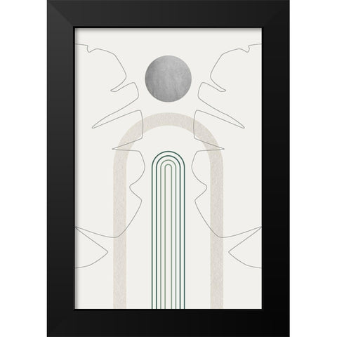 Mid Century Modern Gray Moon 1 Black Modern Wood Framed Art Print by Urban Epiphany