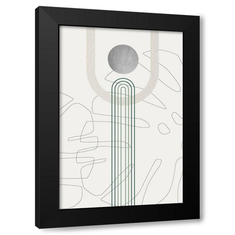 Mid Century Modern Gray Moon 2 Black Modern Wood Framed Art Print with Double Matting by Urban Epiphany