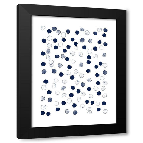 Navy Blue Watercolor Daubs Black Modern Wood Framed Art Print with Double Matting by Urban Epiphany