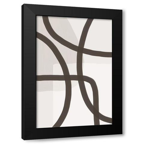 Minimal Lines 3 Black Modern Wood Framed Art Print with Double Matting by Urban Epiphany