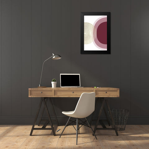 Abstract Minimalist Burgundy Gold 1 Black Modern Wood Framed Art Print by Urban Epiphany