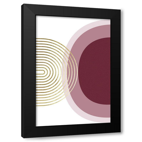 Abstract Minimalist Burgundy Gold 1 Black Modern Wood Framed Art Print by Urban Epiphany
