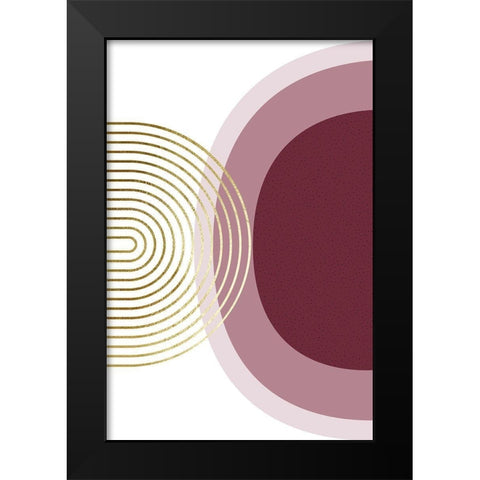 Abstract Minimalist Burgundy Gold 1 Black Modern Wood Framed Art Print by Urban Epiphany