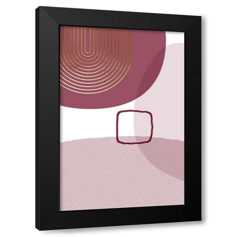 Abstract Minimalist Burgundy Gold 2 Black Modern Wood Framed Art Print with Double Matting by Urban Epiphany