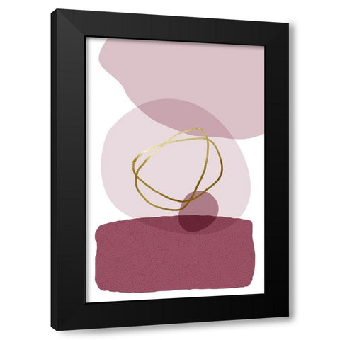 Abstract Minimalist Burgundy Gold 3 Black Modern Wood Framed Art Print by Urban Epiphany