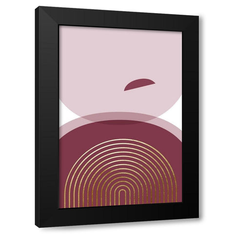 Abstract Minimalist Burgundy Gold 4 Black Modern Wood Framed Art Print by Urban Epiphany